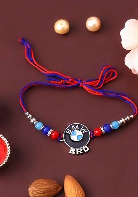 Silver Plated Beaded Thread Rakhi