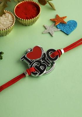 I Love Bro Rakhi With Roli Chawal And Greetings Card