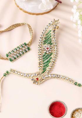 Gold Plated Bhaiya Bhabhi Bracelet With Ring Rakhis With Roli Chawal