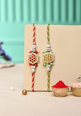 Unisex Set Of 2 Bead Work Wraparound Rakhi