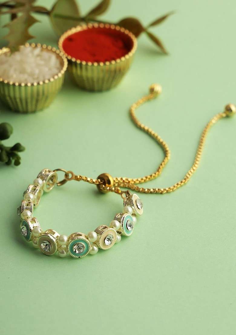 Stone Studded Bracelet Wraparound Rakhi - Indya