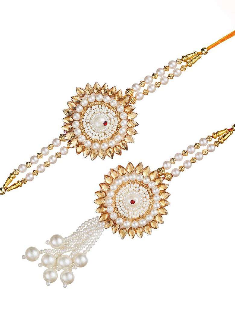 Set Of 2 Beaded Bhaiya Bhabhi Rakhi With Roli Chawal - Indya
