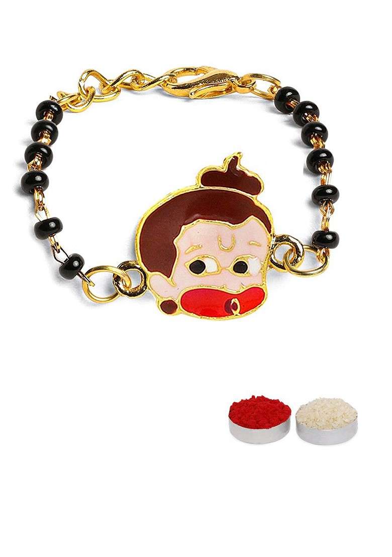 Kids Beaded And Enamelled Chota Bheem Rakhi With Roli And Chawal - Indya