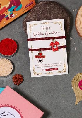 Set Of 2 Charm Detail Rakhis With Roli And Chawal