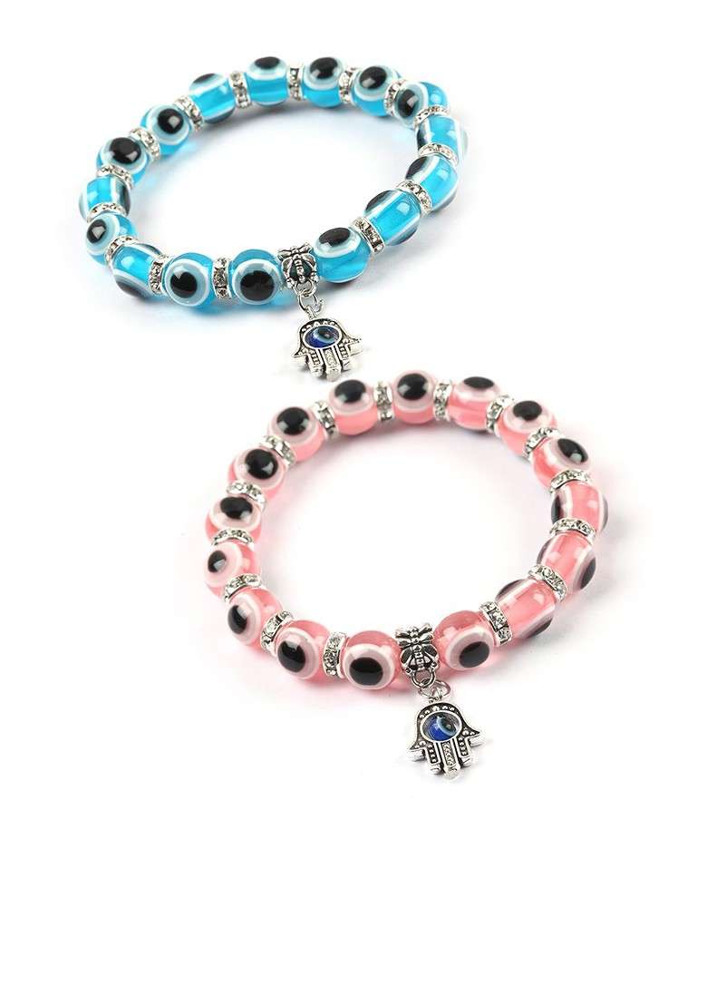 Bhaiya Bhabhi Set Of 2 Evil Eye Charm Rakhi Combo - Indya
