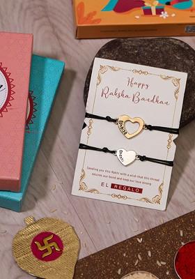 Bhaiya Bhabhi Set Of 2 Charm Rakhi With Roli Chawal Card