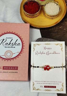 Kids Beaded Wraparound Rakhi With Roli And Chawal And Greeting Card