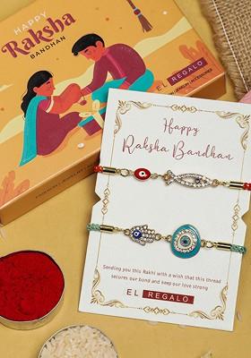 Bhaiya Bhabhi Set Of 2 Evil Eye Wraparound Rakhi Combo