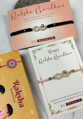 Bhaiya Bhabhi Set Of 2 Stone Studded Evil Eye Wraparound Rakhi Combo