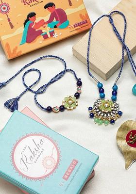 Bhaiya Bhabhi Set Of 2 Stone Studded Charm Rakhi