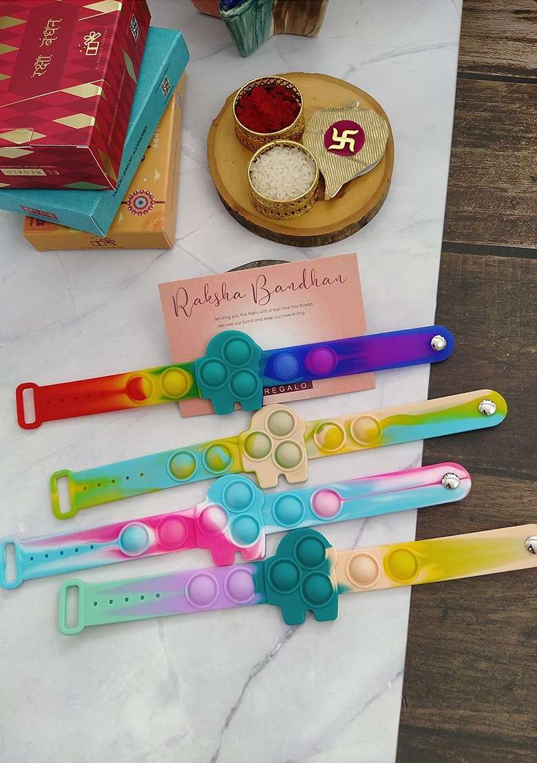 Kids Set Of 4 Silicone Rakhi - Indya