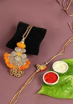 Set Of 2 Beaded Bhaiya Bhabhi Thread Rakhis