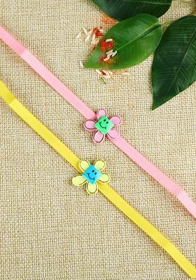 Set Of 2 Floral Charm Rakhis With Tilak Pack