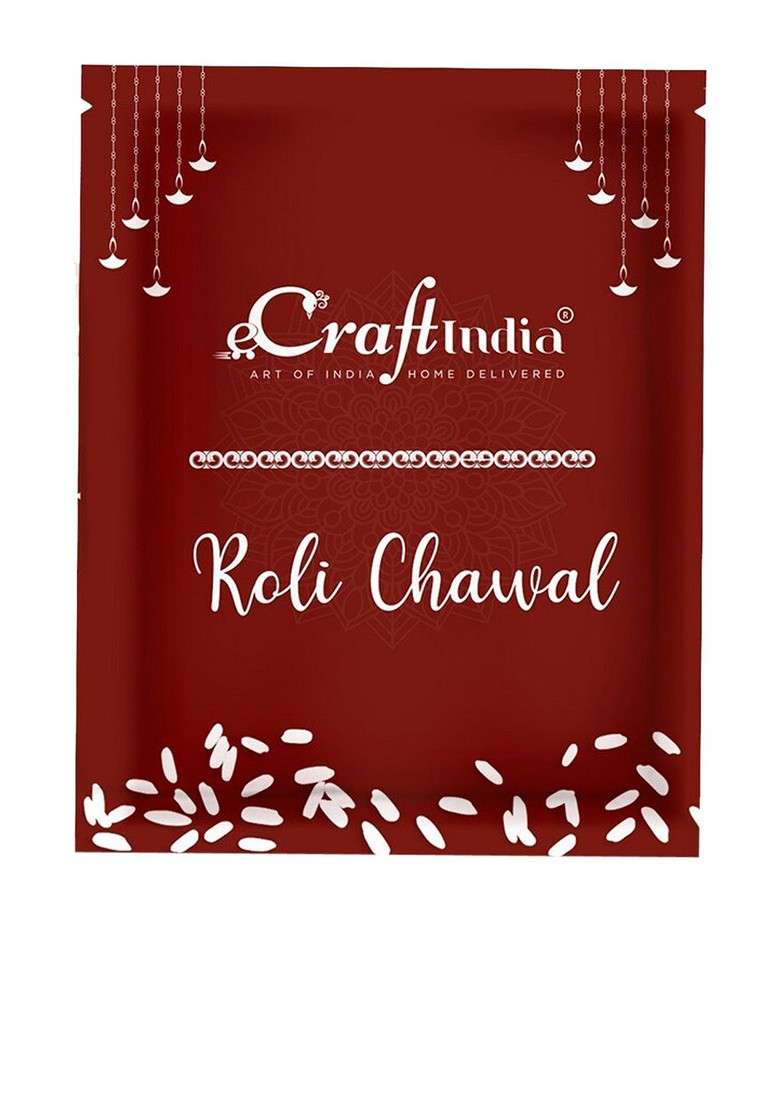 Unisex Set Of 2 Stone Studded And Beaded Rakhi With Roli And Chawal - Indya