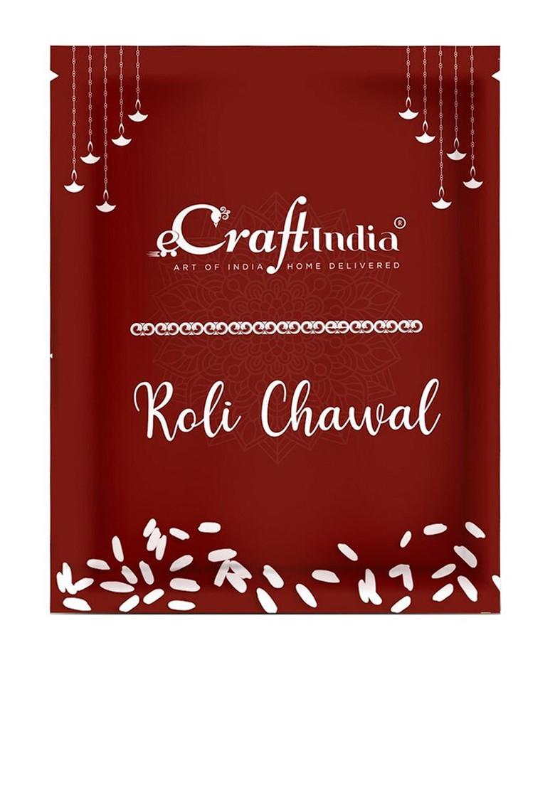 Beautiful Kundan Studded Designer Rakhi With Roli And Chawal - Indya