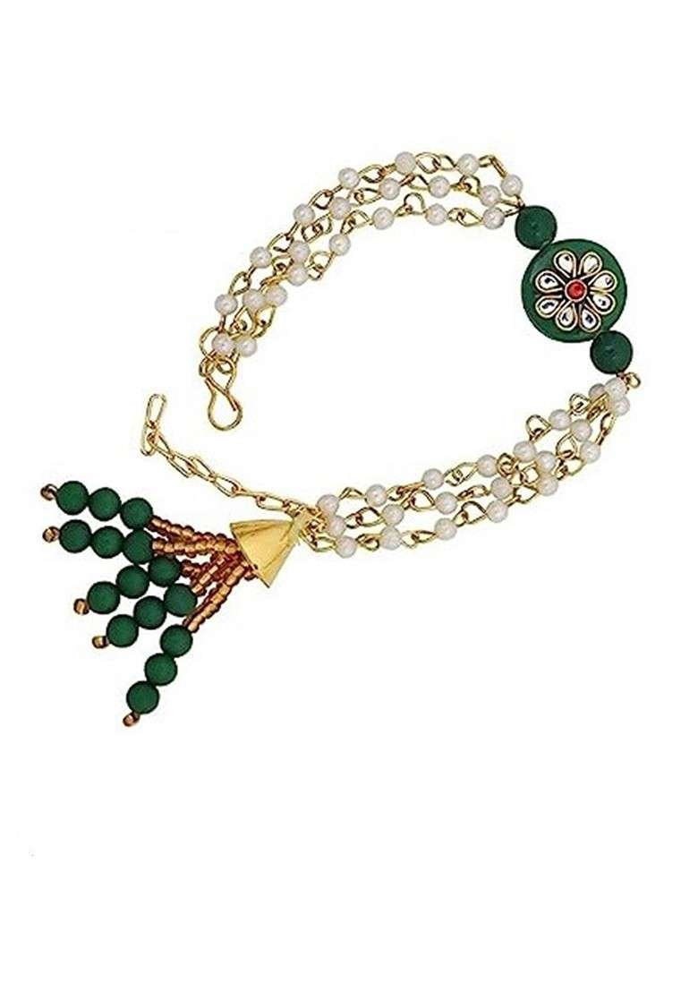 Set Of 2 Bhaiya Bhabhi Stone Studded And Beaded Lumba Rakhi - Indya