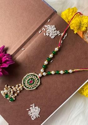 Women Kundan Studded And Beaded Lumba Rakhi