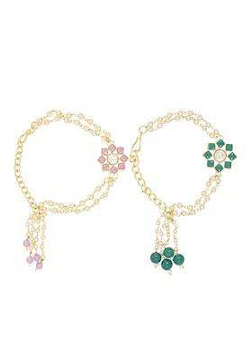 Set Of 2 Kundan Studded Pearl Rakhi