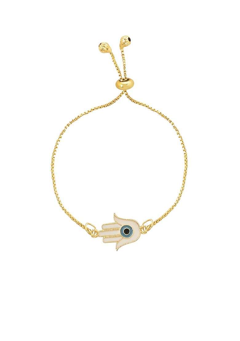 Men Hamsa Enamel Evil Eye Charm Lumba Rakhi With Roli Chawal - Indya