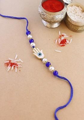 Men Hamsa Shape Enamel Evil Eye Charm Detail Rakhi