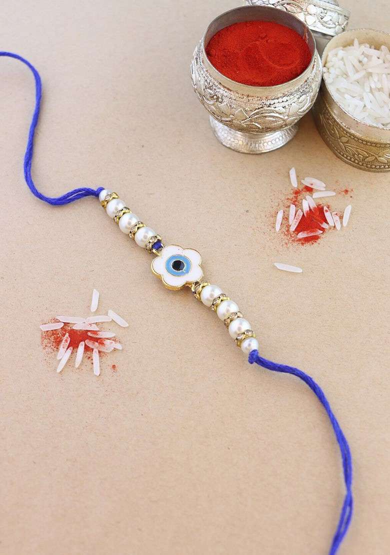 Men Evil Eye Charm Rakhi With Roli Chawal - Indya