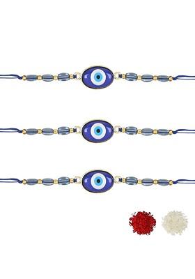 Men Set Of 3 Kundan Studded Rakhi With Roli And Chawal