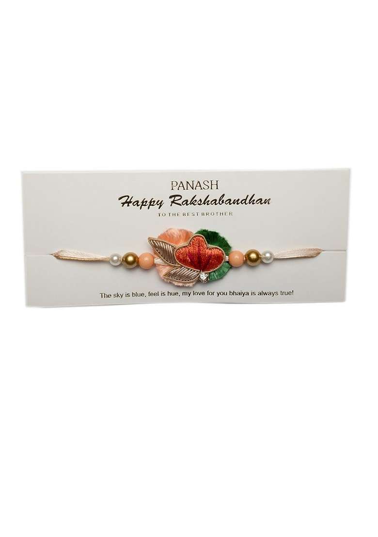 Unisex Set Of 2 Floral Shaped Rakhi With Roli Chawal - Indya
