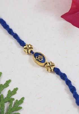 Om Thread Rakhi With Roli Chawal And Greeting Card