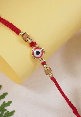 Enamel Evil Eye Thread Rakhi With Roli Chawal And Rakshabandhan Card