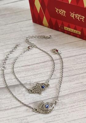 Pack Of 2 Silver Toned Rakhi