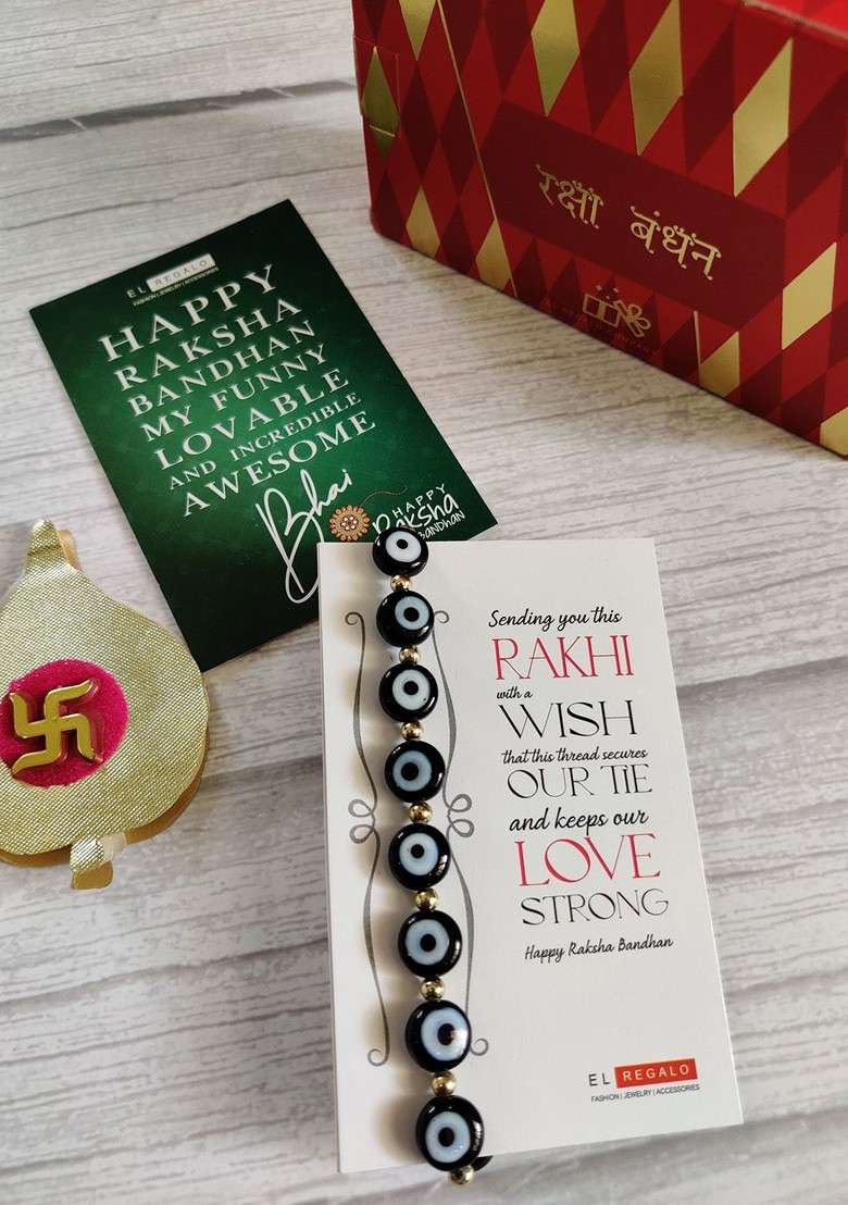 Pack Of 2 Evil Eye Rakhi With Greeting Card - Indya