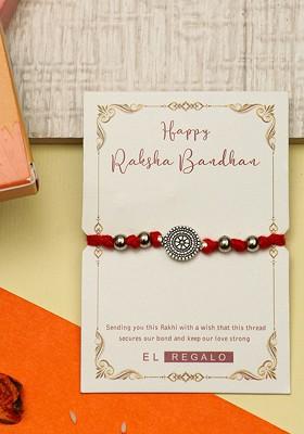 Men Beaded Thread Rakhi Comes With Roli Chawal And Greeting Card