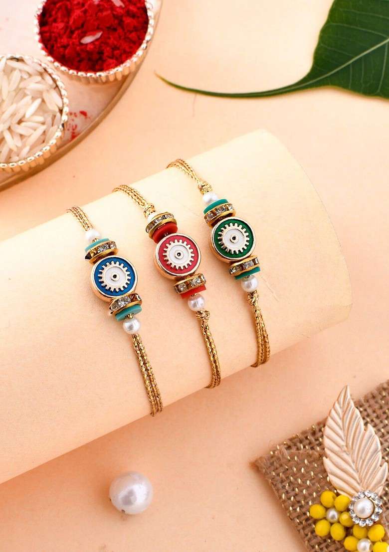 Men Set Of 3 Evil Eyes Charming Rakhis - Indya