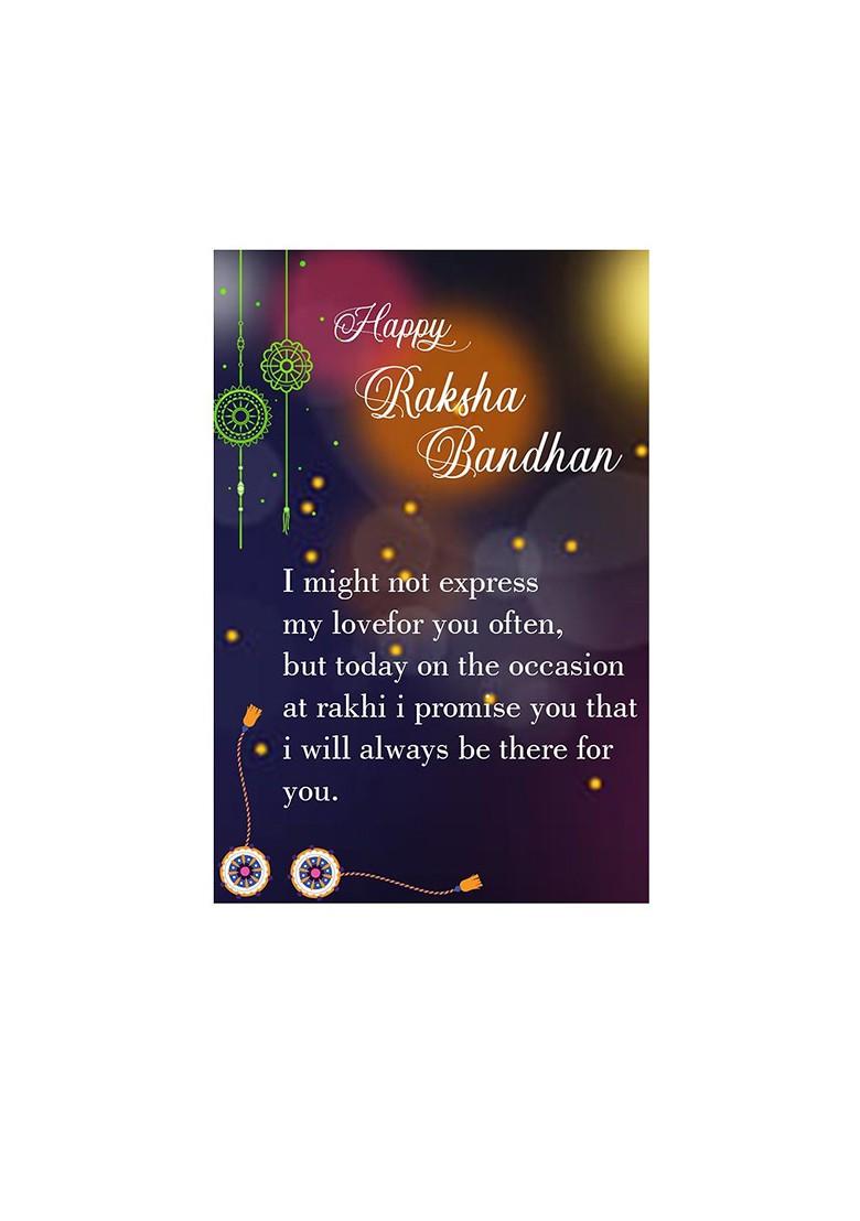 Unisex Set Of 2 Rakhi With Pooja Thali Roli Chawal And Greeting Card