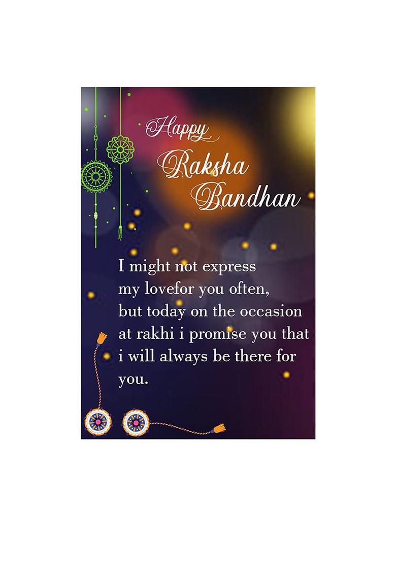 Unisex Set Of 2 Rakhi With Roli Chawal And Greeting Card