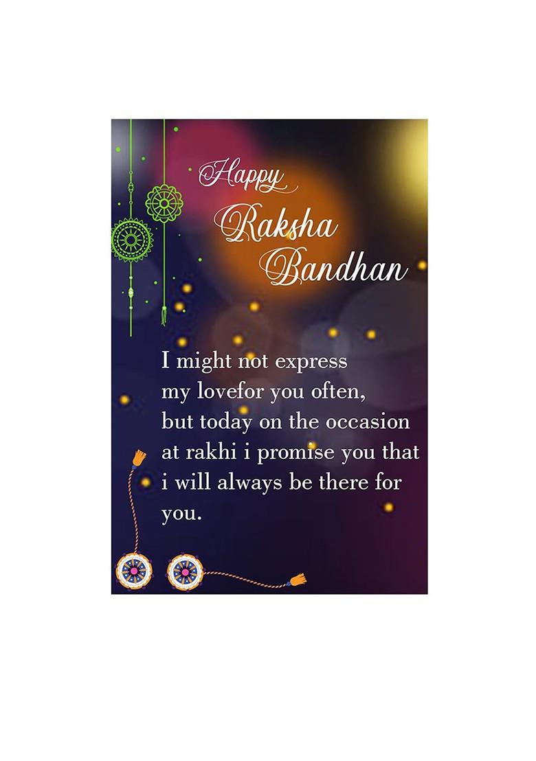 Unisex Set Of 4 Beaded Rakhi With Roli Chawal And Greeting Card