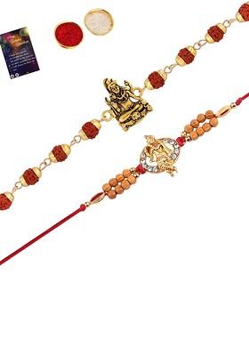Men Set Of 2 Stone Studded And Beaded Thread Rakhis