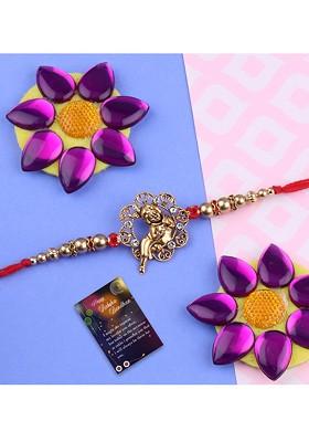 Stone Studded Rakhi With Roli Chawal