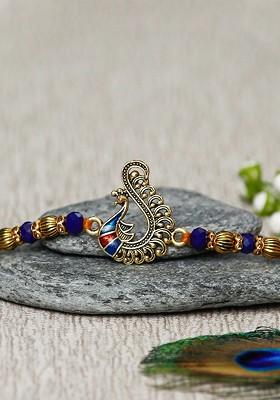 Peacock Charm And Beaded Rakhi