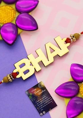 Unisex Set Of 2 Charm Rakhis With Roli Chawal 1 Greeting Card And Pooja Thali
