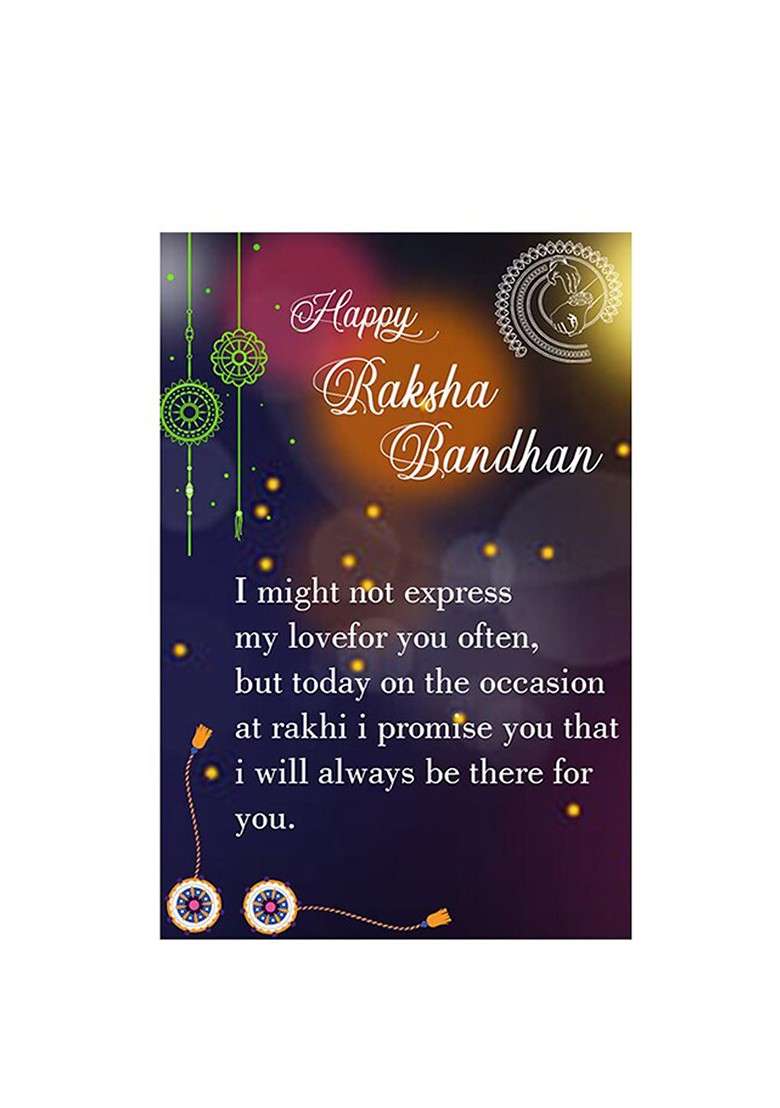 Unisex Set Of 2 Charm Rakhis With Roli Chawal 1 Greeting Card And Pooja Thali - Indya