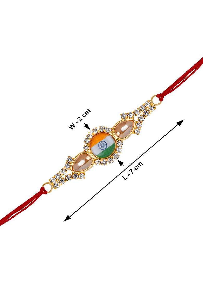 Unisex Set Of 2 Rakhi With Roli Chawal 1 Greeting Card And Pooja Thali - Indya