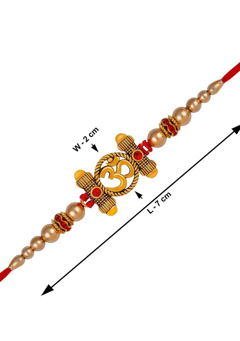 Unisex Set Of 2 Crystal Studded And Beaded Rakhis With Pooja Thali - Indya