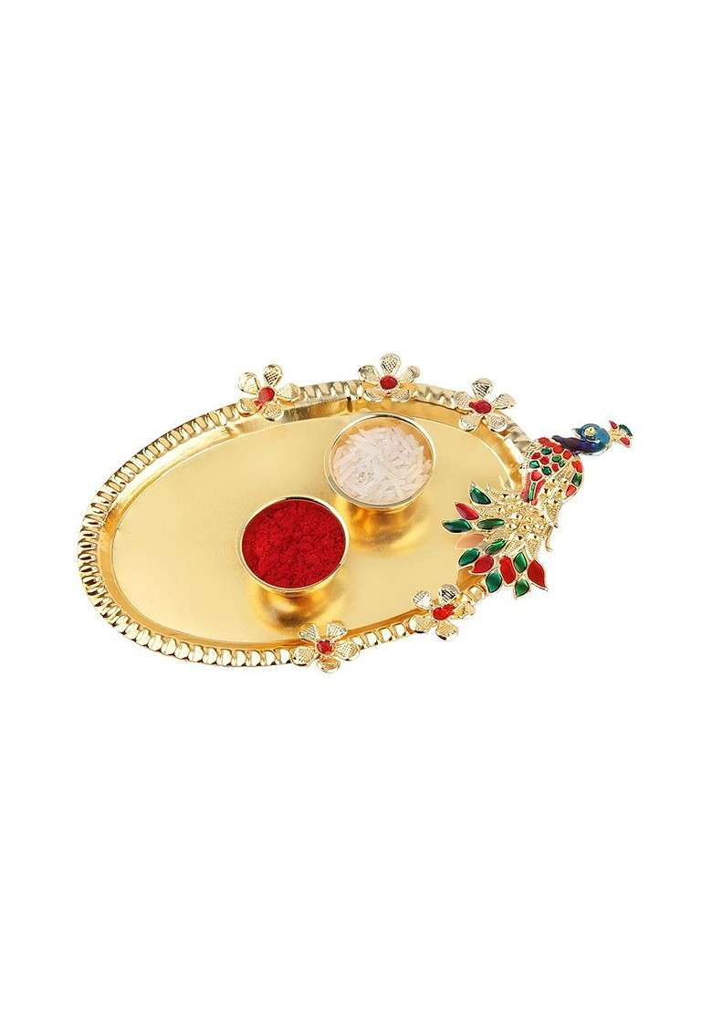 Unisex Set Of 2 Stone Studded And Beaded Thread Rakhis - Indya