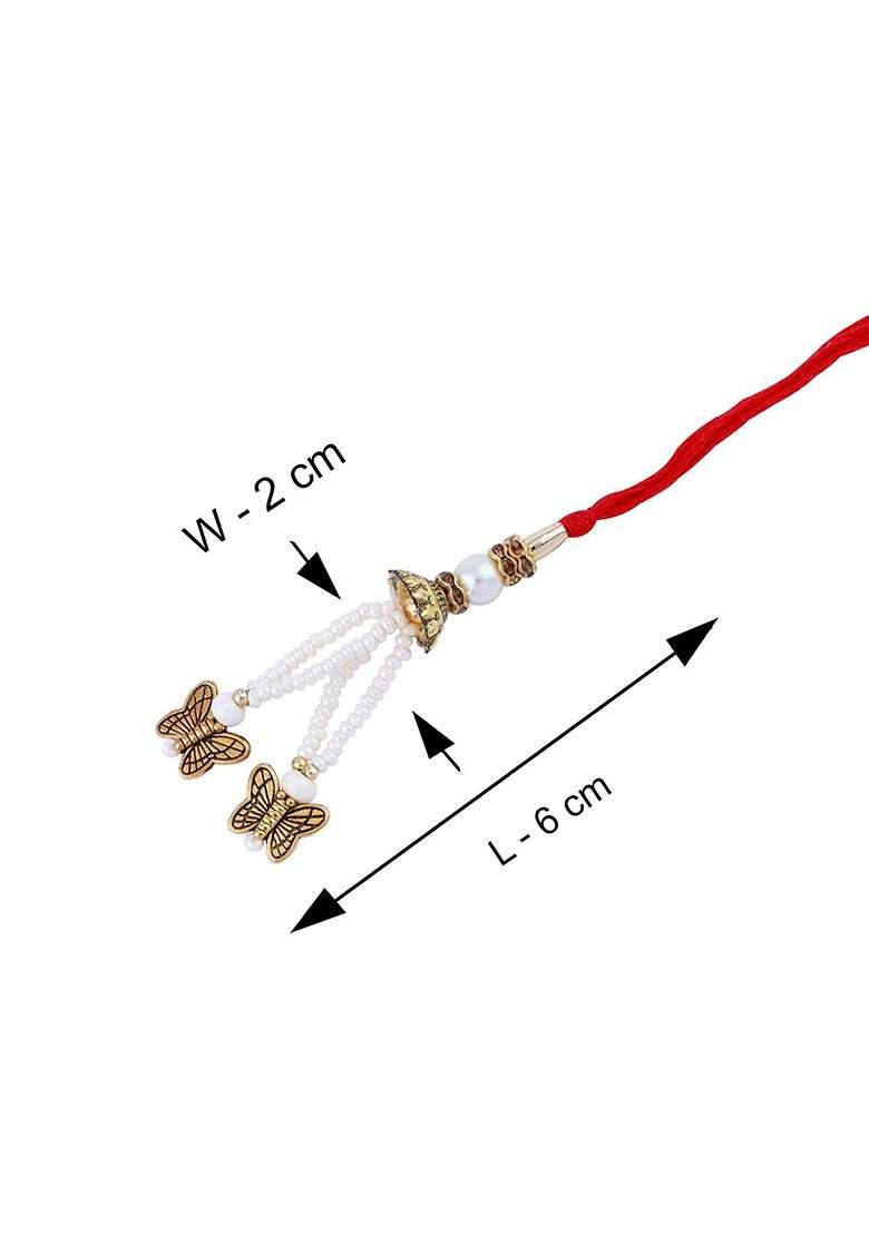 Unisex Set Of 2 Stone Studded And Beaded Thread Rakhis - Indya