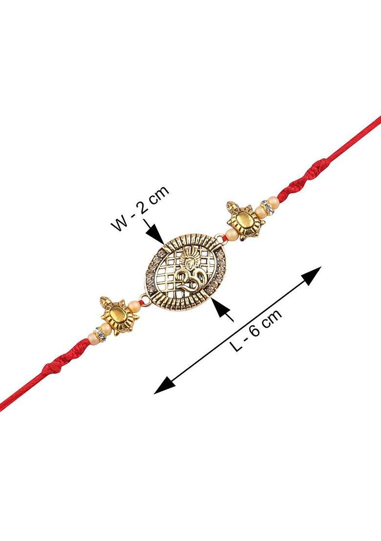 Unisex Set Of 2 Rakhi With Roli Chawal 1 Greeting Card And Pooja Thali - Indya