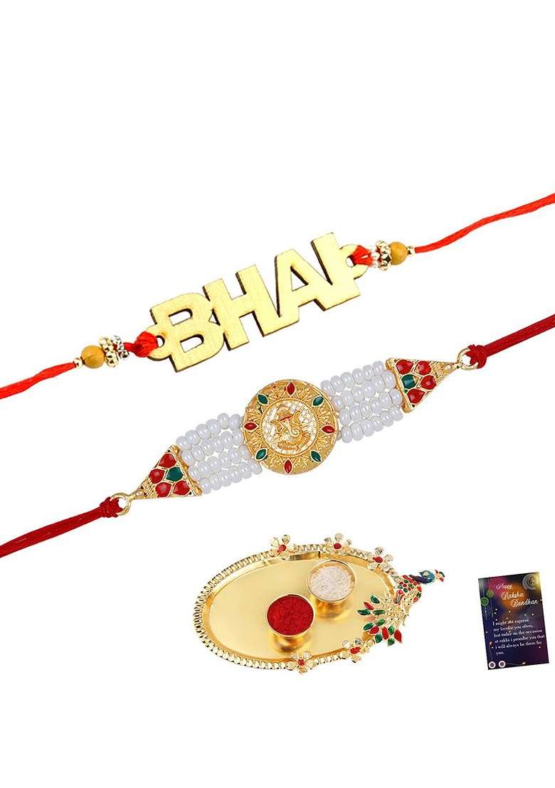 Unisex Set Of 2 Bhaiya Bhabhi Rakhi Gift Set - Indya