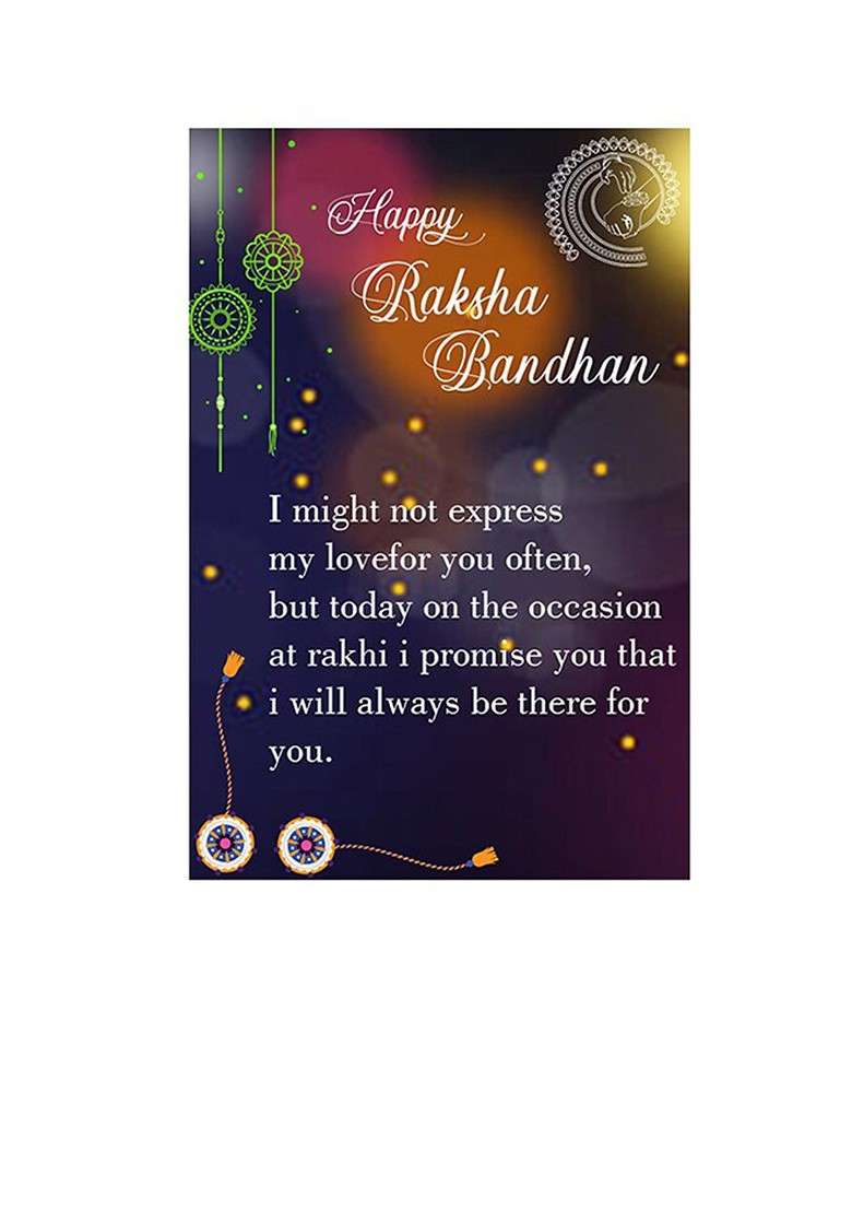 Unisex Set Of 2 Rakhi With Roli Chawal 1 Greeting Card And Pooja Thali - Indya