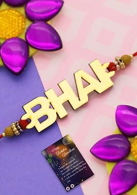 Unisex Set Of 2 Rakhi With Roli Chawal 1 Greeting Card And Pooja Thali
