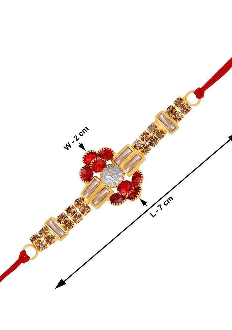 Set Of 2 Stone Studded Thread Rakhis - Indya